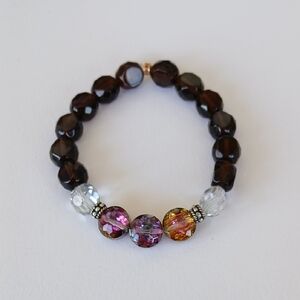 Elegant Multicolor Gemstone Crystal Irredescent Beaded Bracelet